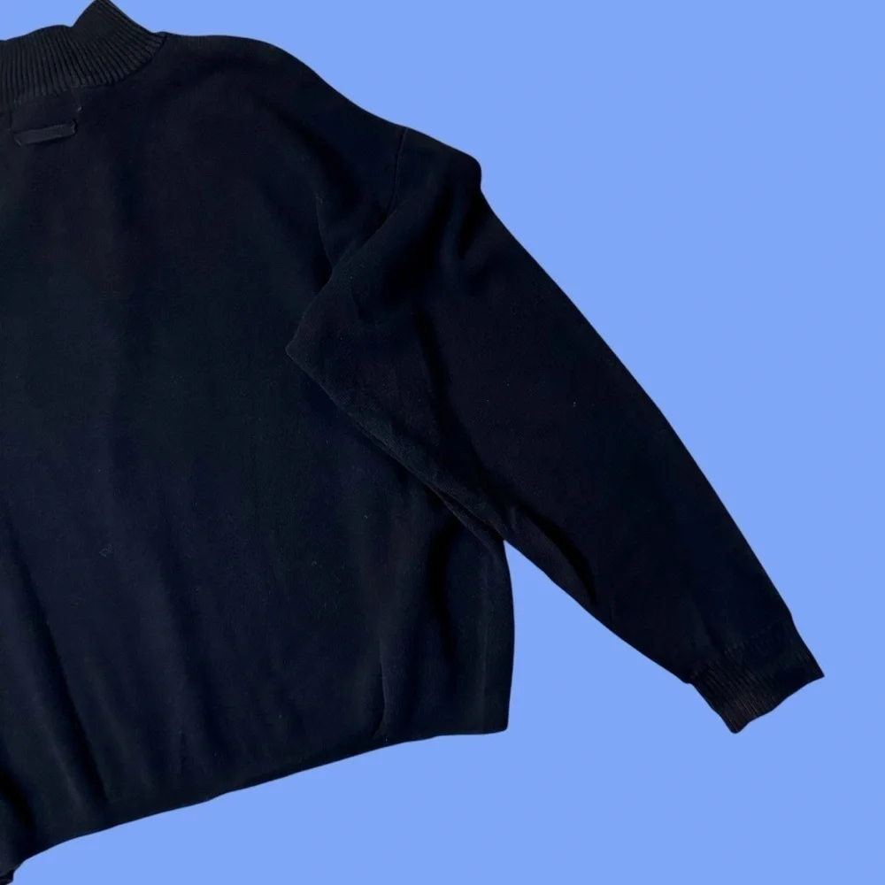 Oscar de la Renta Men's Black Cotton Blend Quarter Zip Collared Sweater Sz XXL
